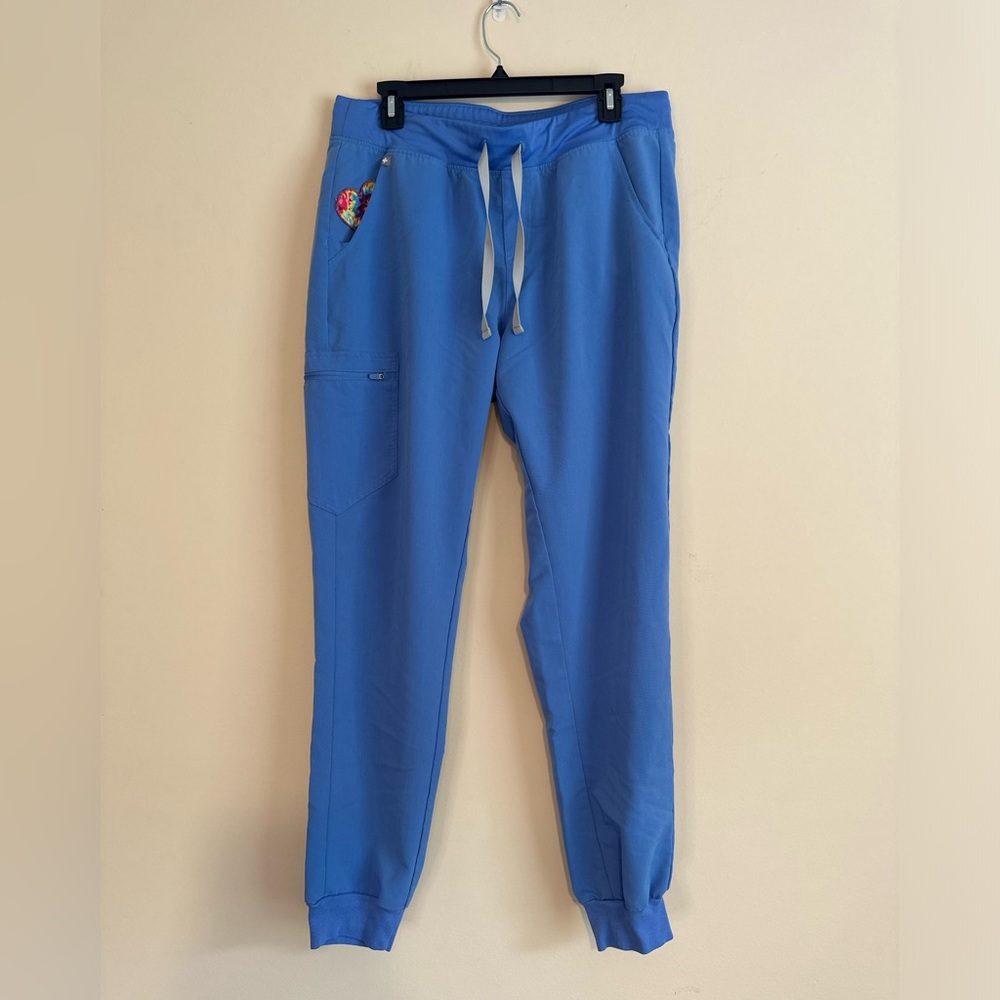 Women’s Figs scrub joggers, Cecil blue, size large tall.